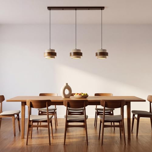 Lustre suspendu LED wabi sabi luminaire travertin jaune luminaires bois salon - 7