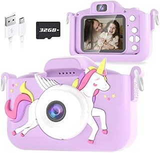 BAISIQI Selfie Digital Camera for Kids, Video Camera Toys for 3 4 5 6 7 8 9 Years Old Boys Girls,1080P HD Video Camera for Toddler with 32GB SD Card, Christmas Birthday Gifts for 3-12 Year Old Kids