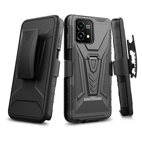 Eaglecell - for Motorola Moto G Stylus 5G (2023) XT2315 - Shockproof Phone Case w/Belt Clip Holster - VX Black