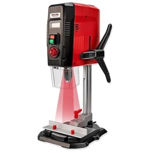 WALTER Tischbohrmaschine 900 W mit Laserführung und LCD-Anzeige, 6 Drehzahlstufen, 40 mm Bohrtiefe in Holz, 13 mm in Stahl, massiver Gusseisentisch, für Heimwerker und Werkstatt