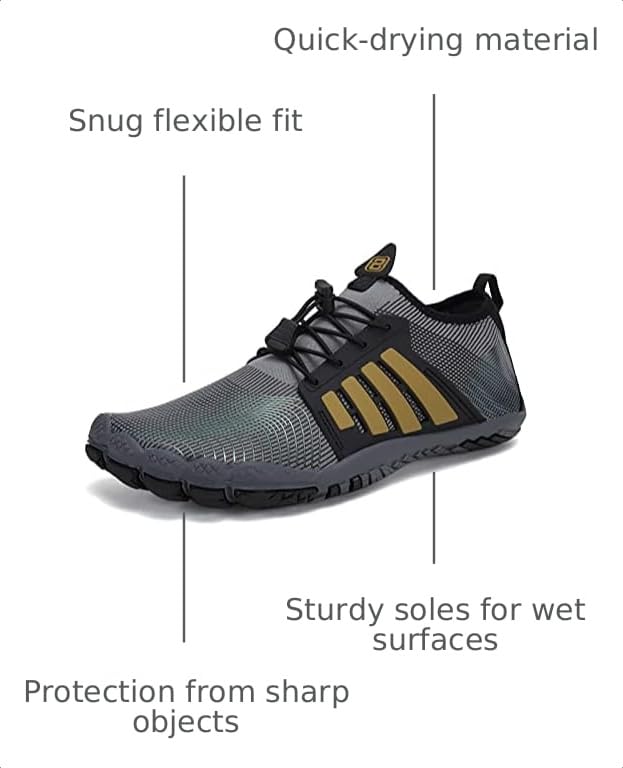 Image of Water Shoes for Men Barefoot Quick-Dry Aqua Sock Outdoor Athletic Sport Shoes for Kayaking, Boating, Hiking, Surfing, Walking