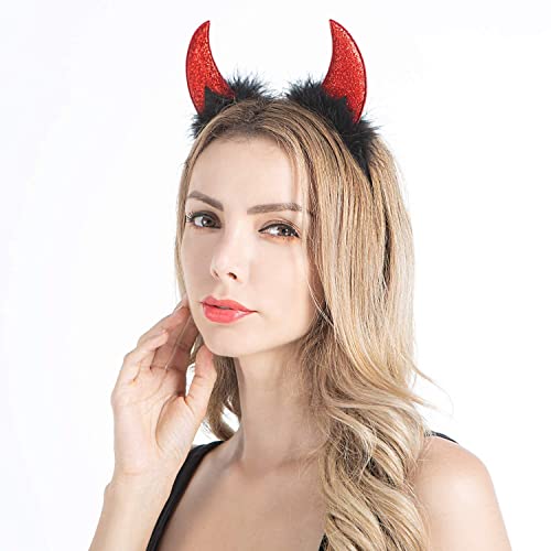 Jeicy Devil Horn Headband, Red Glitter Devil Ears Headband, Devil Costume Accessory For Women Girls, Halloween Costume Accessory, Fancy Cosplay Outfit Accessories For Men And Kids #TOP1