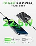 Portable Charger,Ultra Slim 10000mAh 22.5W Power Bank,USB C in/Output Fast Charging Mini Battery Pack Compatible with iPhone 17 16 15 14 Samsung S23 S22 S21 Google iPad etc (Black)