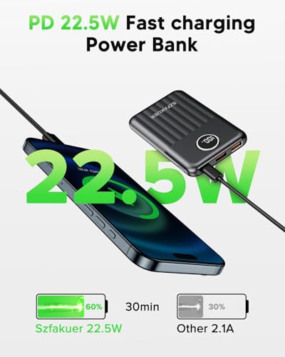 Portable Charger,Ultra Slim 10000mAh 22.5W Power Bank,USB C in/Output Fast Charging Mini Battery Pack Compatible with iPhone 17 16 15 14 Samsung S23 S22 S21 Google iPad etc (Black) - Image 3