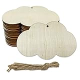 20pcs Unfinished Cloud Wood Cut Out Cloud Wood DIY Crafts Cutouts Blank Wooden Cloud Shaped Hanging Ornaments