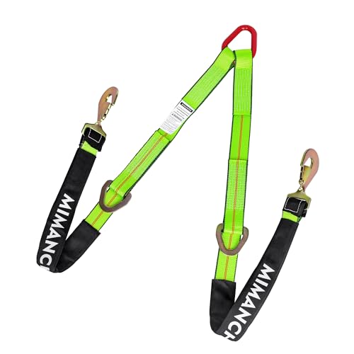 Mimanchi Axle V-Bridle Strap 2" x 4',1 Pack, Heavy Duty Recovery Tow Strap w/Snap Hooks,Cordura Sleeve,D Ring Middle,for Car Hauler,Rollback,and Flat Bed,Tow Truck by Mimanchi - Used condition - US$38.58