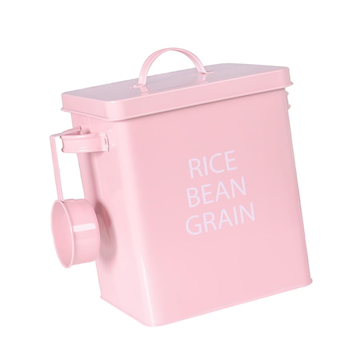 FONDOTIN Pink Pet Food Storage Bin Airtight Sealed Container for Dog Cat Food Moisture Metal Canister with Spoon for Grain Storage and Organization