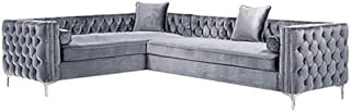 Posh Living Levi Grey Velvet Corner Sectional Sofa - 120 Inches Left Facing - coolthings.us