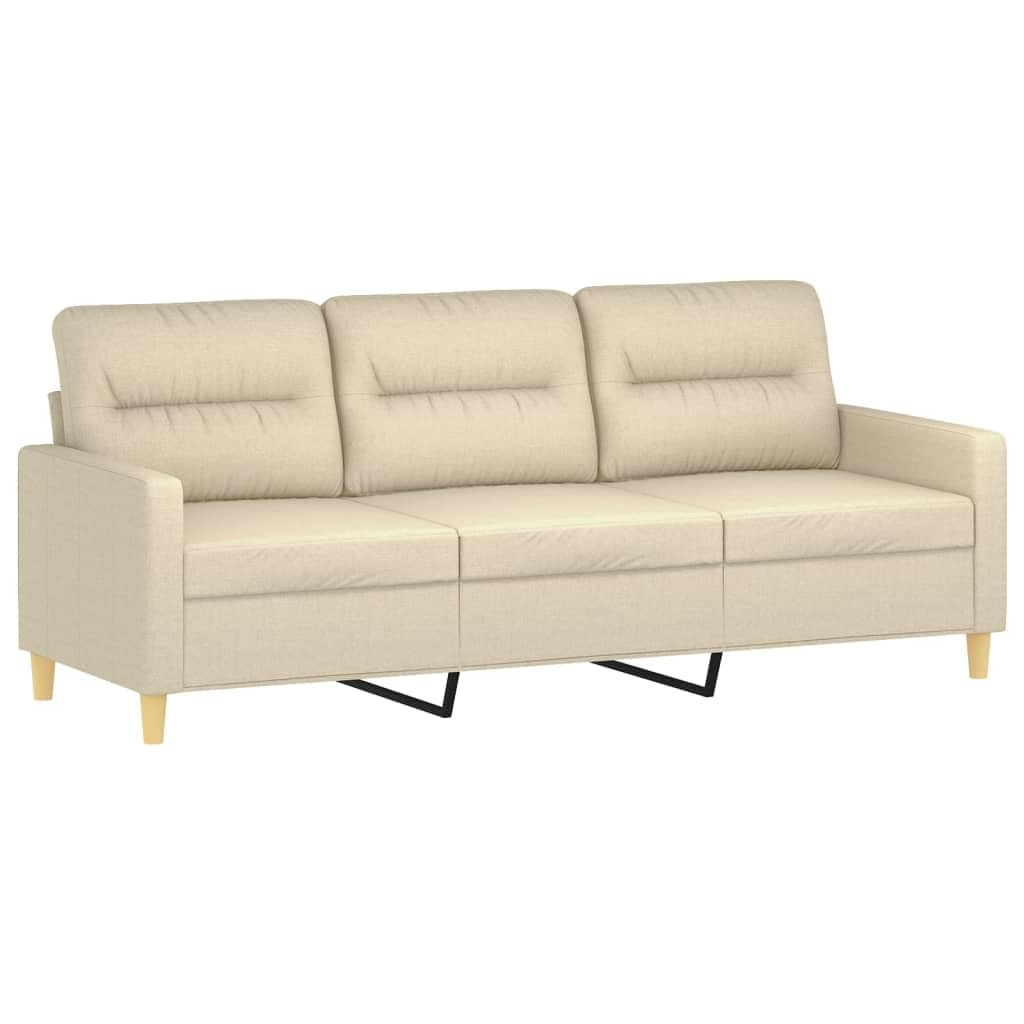 3-osobowa sofa z kremowej tkaniny 180 cm, sofa do salonu, sofa domowa, meble do salonu, sofa relaksacyjna, nowoczesna sofa - 359245