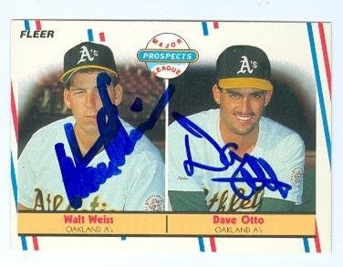 Walt Weiss and Dave Otto autographed baseball card (Oakland Athletics) 1988 Fleer #652