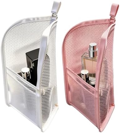 Chasefun 2PCS Standing Toiletry Bag, Foldable Clear Hanging Travel Cosmetic Bag, Large Capacity Waterproof EVA Organizer for Toothbrush & Toiletries (Pink+White)