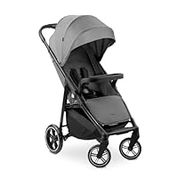 hauck Shop N Care, Grey - Kinderbuggy mit Liegefunktion ab Geburt bis 22 kg, Becherhalter und Snack Tablett, Klein Zusammenklappbar, UV Schutz 50+, XL Korb bis 3 kg