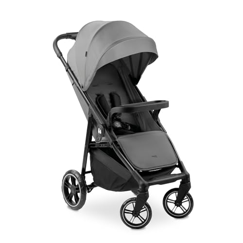Hauck Shop N Care Stroller, Grey – Lightweight Pushchair (only 8.5kg), Compact & Easily Foldable, with Tray, Cupholder & Raincover