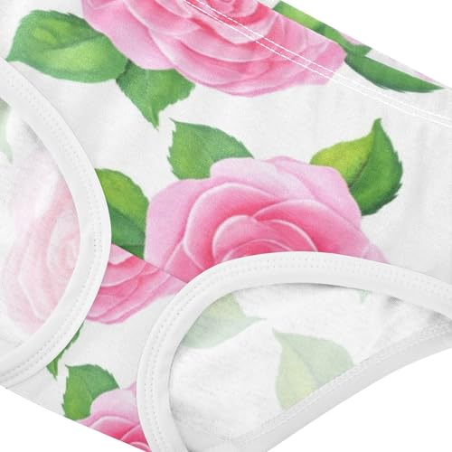 Roses Green Leaves Cute Panties Girl Girls Underwear Toddler Cotton Pattern Briefs Girls Undies 2t4