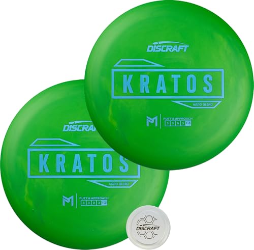 Discraft Hard Kratos 2-Pack - Matching Putt and Approach Discs in Durable Hard Plastic - 170-172g, Green