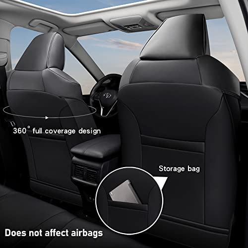 Image of GIANT PANDA Rav4 Seat Covers Custom Fit for Toyota RAV4 Hybrid (LE, XLE, XLE Premium, Limited) 2019 2020 2021 2022 2023 2024 2025(Non Hybrid /Prime XSE,SE),Black(Diamond Style)