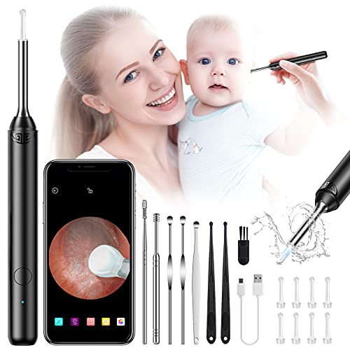 AWELOR Ear Wax Removal, Ear Cleaner Wireless Ear Camera with 6 LED Lights, 1600P FHD WiFi Ear Endoscope, IP67 Waterproof Otoscope, Earwax Removal Kit for iPhone, iPad, Android Smart Phones & Tablets