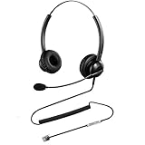 Oppetec Auriculares para teléfono Fijo RJ9 con Cable y micrófono con cancelación de Ruido compatibles Solamente con teléfonos IP de Cisco