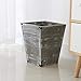 VERGOODR Gray Farmhouse Style Torched Wood Square Waste Bin with Decorative Metal Brackets Trash Can for Bedroom,Living Room, Bathroom & Office