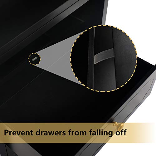 Yigobuy Bedroom End Table Nightstand With 3 Drawers 19 Inch Side Table For Bedroom, Living Room, Table Storage Wood Cabinet Black Finish (Black 19 Inch) #TOP2