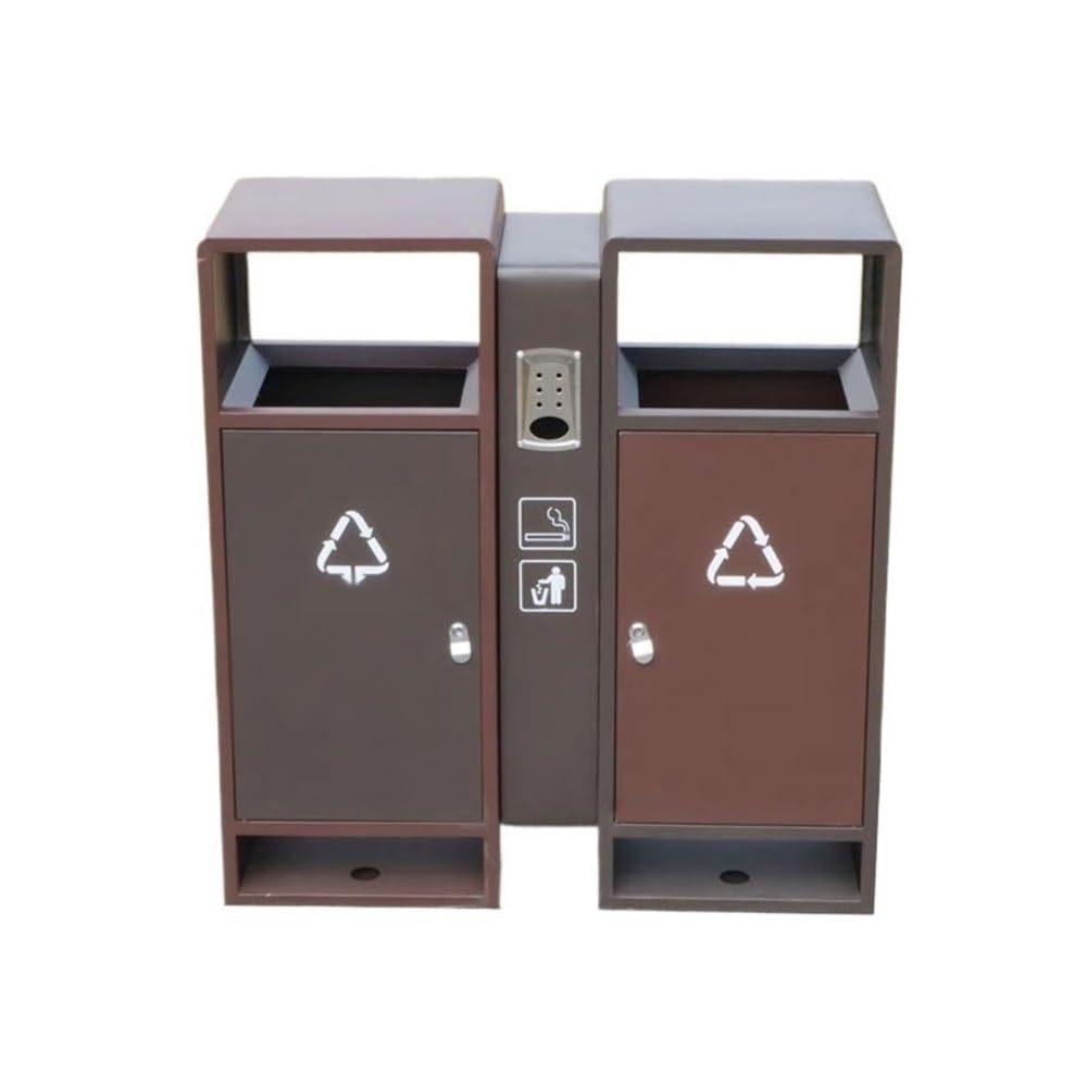 Outdoor Trash Can, Commercial Double Box Metal Waste Bin Outdoor Street Stainless Steel Garbage Can