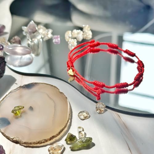 Red String Bracelet – 7 Knots Protection Amulet – Adjustable Kabbalah Good Luck Bracelet – Handmade Thick Red String of Fate for Women & Men – Durable & Stylish Design4