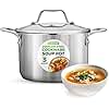 NutriChef 3-Quart Stainless Steel Pot with Glass Lid - 18/8 Food Grade Heavy Duty Cookware Stockpot for Stews, Simmering & Soups, Dishwasher Safe, For Induction, Gas & Ceramic Cooktops - NCSP3