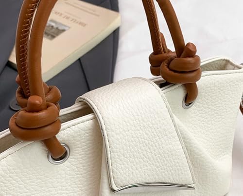 PU Leather Street Tote Bag Knot Handle Adjustable Strap Zipper Compartment Large Capacity Crossbody4