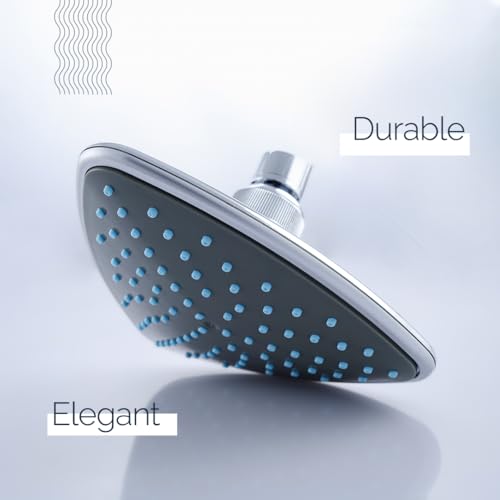 Image of JAL Overhead Shower Triangle shaped 6.5 inch | Fixed Mounted | Rain Shower head for bathroom ABS Plated Spray with Silicon Nozzle | With Rubit Cleaning System| Chrome Finish | Jal Shower