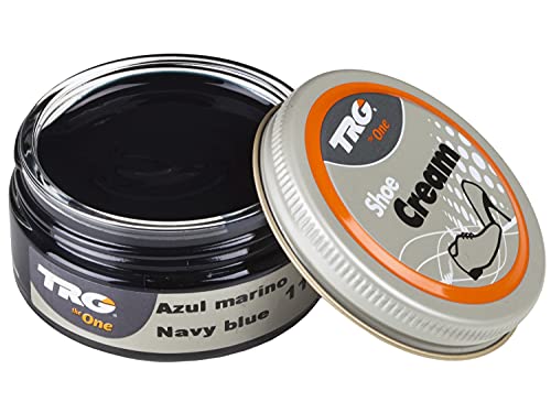 TRG the One Schutzcreme für Lederschuhe auf Wachsbasis, Politur für Leder- und Kunstlederschuhe, pflegt, verleiht Glanz und erhält Farbe, Schuhcreme #117 Marineblau, 50 ml