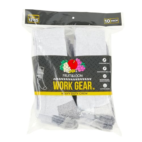 Fruit of the Loom Men's Workgear Socks, Crew - 10 Pack - Grey, L - image 3