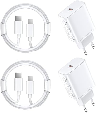 USB C Ladegerät, 45W Schnellladegerät Ladekabel for iPhone 17 16 15/17 16 15 Pro/17 16 15 Pro Max/17 Air/16 15 Plus/iPad Pro/Mini/Air, Samsung, Stecker Netzteil mit 2M Kabel (Weiß2