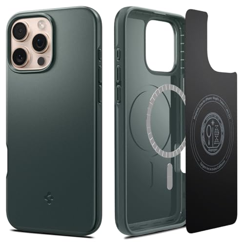 Spigen Coque Fine MagFit pour iPhone 16 Pro Max, Compatible avec Les Accessoires MagSafe – Vert Abysse