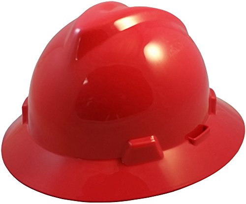 Msa V Full Brim Hard Hats W/ Fastrac Iii Suspensions With Handy Tote Bag - Red #TOP2