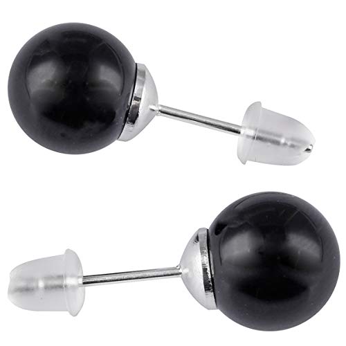 Tumbeelluwa Pack Of 3 Crystal Stone Stud Earrings Sets For Women, Round Polished Quartz Stone Bead Earrings With Earring Backs For Unisex #TOP3