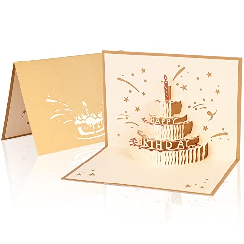 3D Geburtstagsgrusskarte,Pop-up Geburtstagskarte Happy Birthday Karte Handgemachte 3D Pop Up Karte mit Umschlag Geburtstag Karten mit 5 Schichten Kuchen Cover