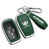 トヨタ アルファード ALPHARD 30 系 40 系 対応 本革レザーキーケース 6 ボタン 亜鉛合金メタルフレーム 傷・衝撃防止 電波妨げず カスタム キーカバーホルダー ギフトボックス付 1 個入り (シルバーグリーン) [並行輸入品]
