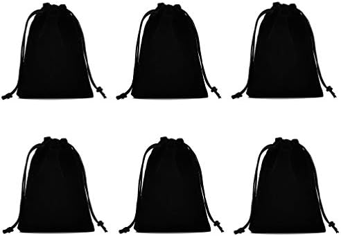 Colorsheng Set of 6 Velvet Premium Black Travel Carry Drawstring Headphones Pouch Jewelry Bag (9.8" X 11.8") image 4