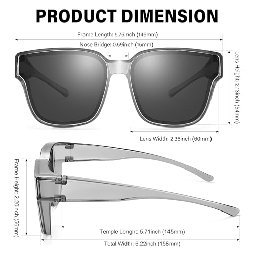 Image of URUMQI Polarized Sunglasses Fit Over Glasses Women Men UV400 Trendy Shades
