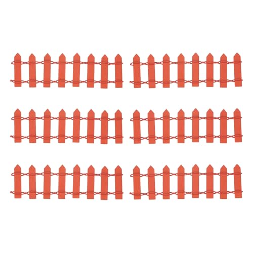 M METERXITY 6-Pack Miniature Terrarium Fence, 3.74 Inch 9.5x3cm Wooden DIY Small Wood Decorative Picket Fence for Dollhouse/Crafts/Diorama Project, Micro Landscape Ornaments [Orange]