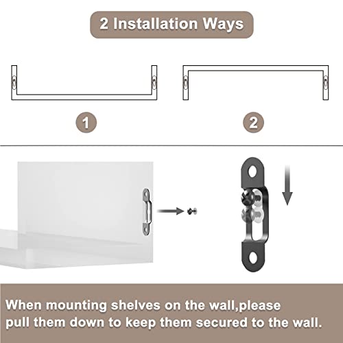 SRIWATANA Floating Shelves Wall Mounted, Solid Wood Wall Shelves Set of 3, Dark Brown&hellip;