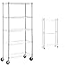 Amazon Basics Portant à double tringle avec roulettes, Chromé & Étagère sur roulettes 5 niveaux Chrome