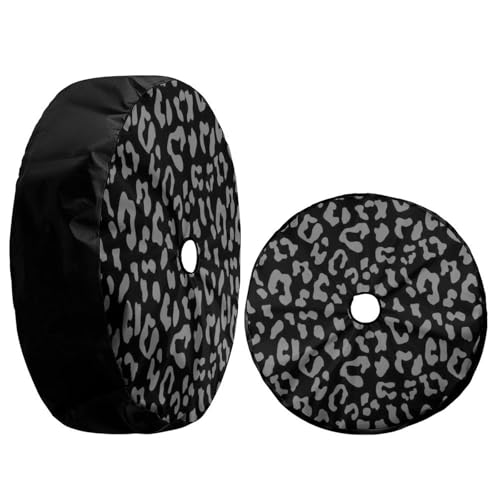Image of Leopard Print Spare Tire Cover with Backup Camera Hole Wheel Tire Cover Fit Trailer, RV, SUV and Many Vehicle 15inch