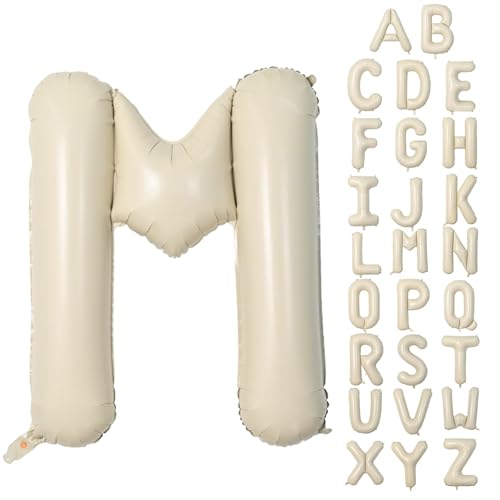 Cream M Letter Balloon, 40 Inch Large Beige Foil M Balloon