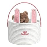Easter Bunny Basket Bags,Cotton Rope Egg Hunt Container - Easter Egg Basket,for Toys Snacks Party Holiday Birthday Kids Boys Girls