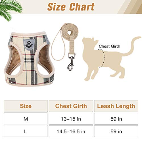 PUPTECK Soft Mesh Cat Harness and Leash Set, Escape Proof Vest Harnesses for Outdoor Walking with Classic Plaid Pattern⦠- Image 3