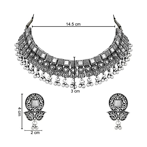 Ethnic Oxidized Afghani Choker Necklace Set (MC135OX)