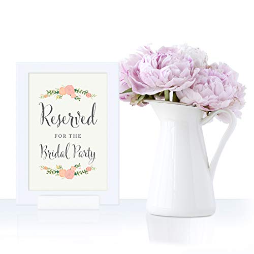 Andaz Press Framed Wedding Party Signs, Floral Roses Print, 4X6-Inch, Reserved For The Bridal Party, 1-Pack, Includes Frame #TOP1