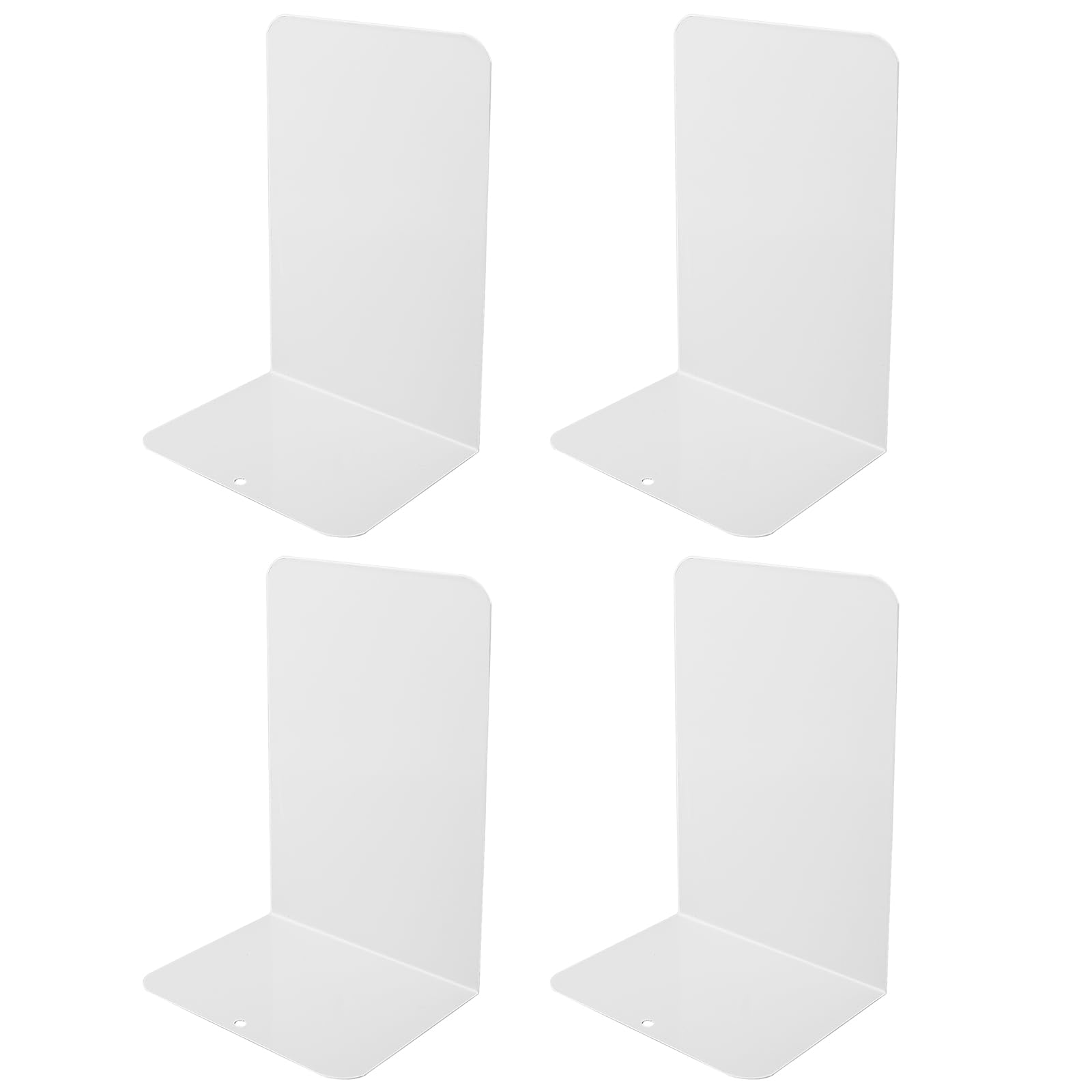 2 Pares Sujeta Libros Estanteria de Metal de Alta Resistencia - Sujeta Libros Estanteria 4 Piezas, Ideal para Oficina, Escuelas y Decoración del Hogar (Blanco)
