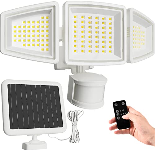 SOLPEX Solar Flood Light Outdoor Motion Sensor with Remote Control, 1800 LM, IP65 Waterproof Security Lights, Solar Outdoor Light with 3 Adjustable Heads for Yard, Garage, House Porch